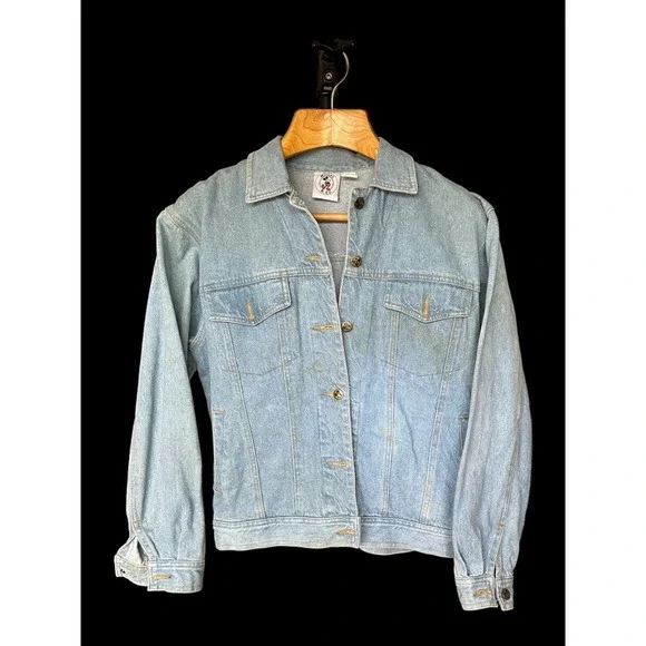 1980's Vintage Unisex Disney Mickey Mouse embroidered Medium Denim Jean Jacket - Picture 10 of 11
